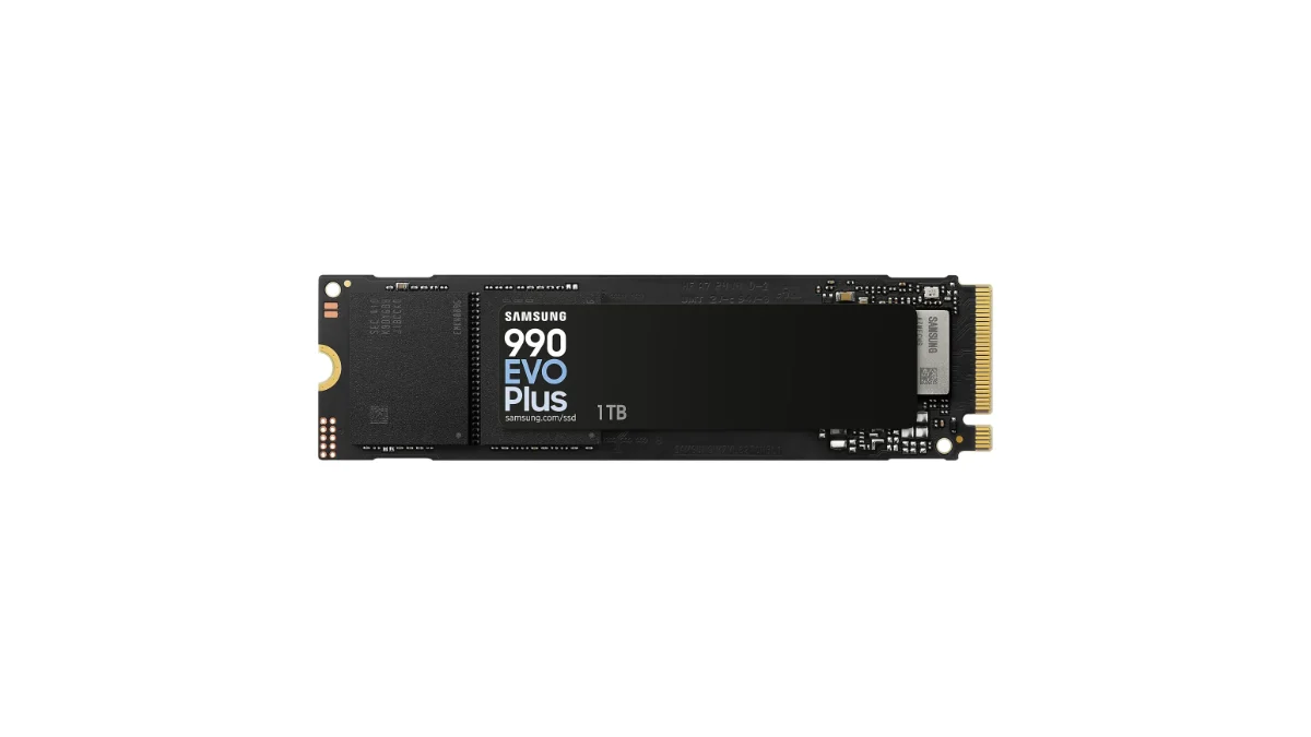 SSD-ul Samsung 990 EVO Plus de 1 TB, în format M.2 2280, pe fundal alb