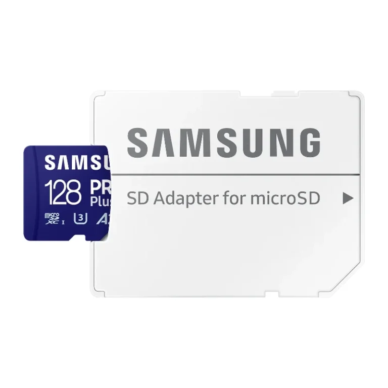 Cardul microSD Samsung PRO Plus de 128 GB, albastru, cu adaptorul SD