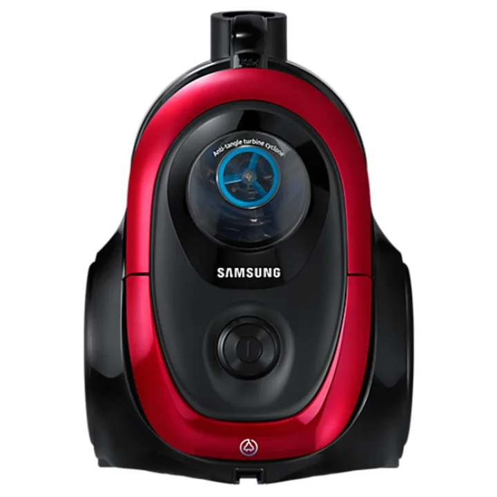 Aspiratorul fără sac Samsung VC07M2110SR, roșu cu negru, văzut din față