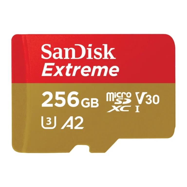 Cardul microSD SanDisk Extreme de 256 GB, roșu cu auriu