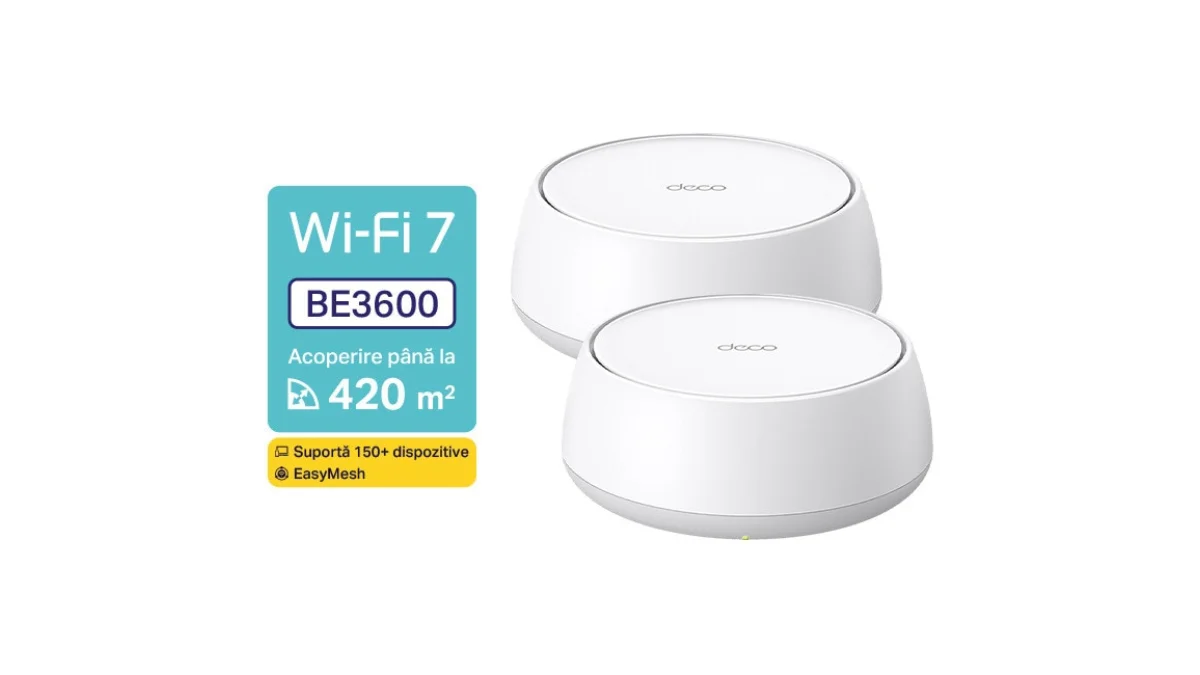 Sistem mesh Wi-Fi TP-Link Deco BE22, pachet de 2 unități