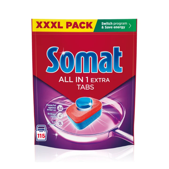 Tabletele Somat All in One Extra pentru mașina de spălat vase, 115 spălări