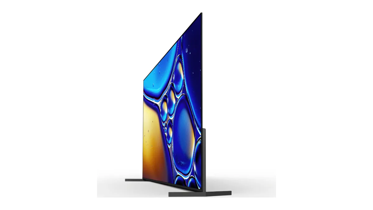 Sony BRAVIA 8 II de 55 inch văzut din profil, cu ecranul subțire și piciorul din aluminiu