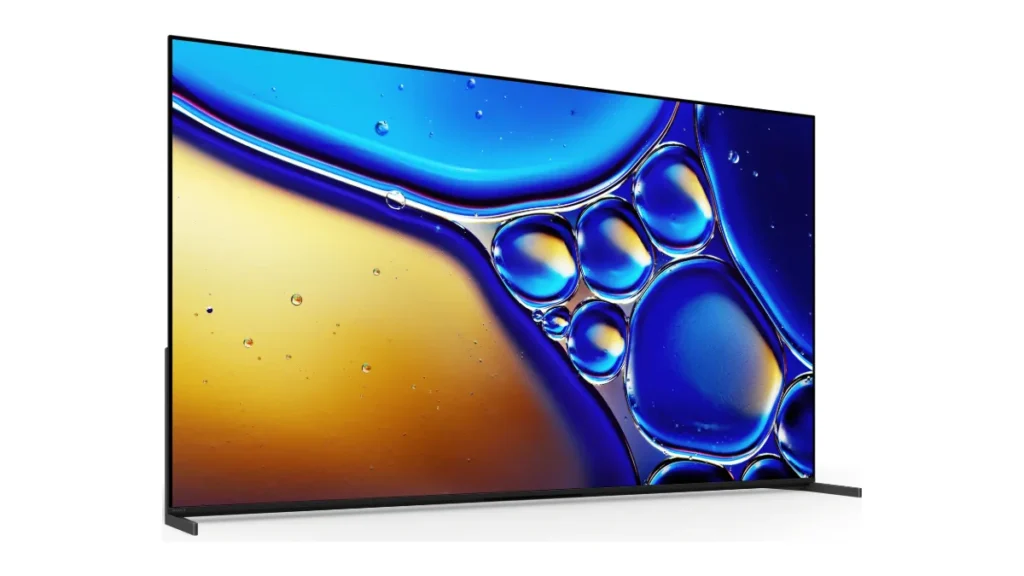 Televizorul Sony BRAVIA 8 II de 55 inch, văzut din unghi lateral, pe picioarele lui