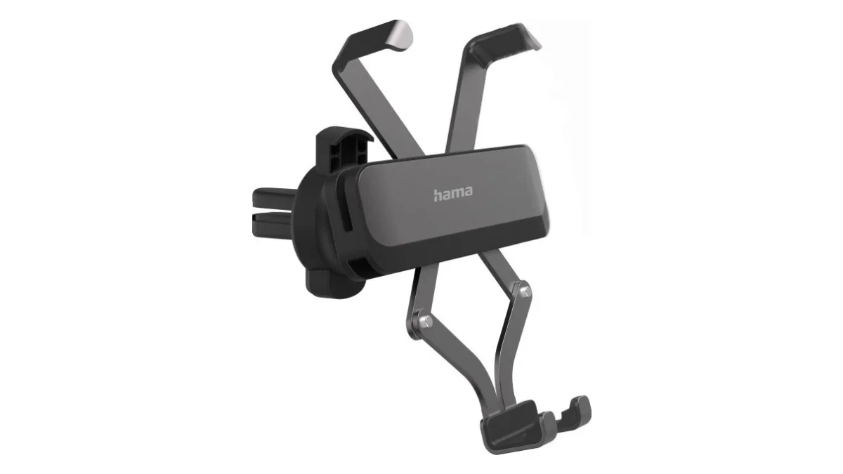 Suport auto Hama Gravity Pro, cu brațe care se închid sub greutatea telefonului, pentru grila de ventilație
