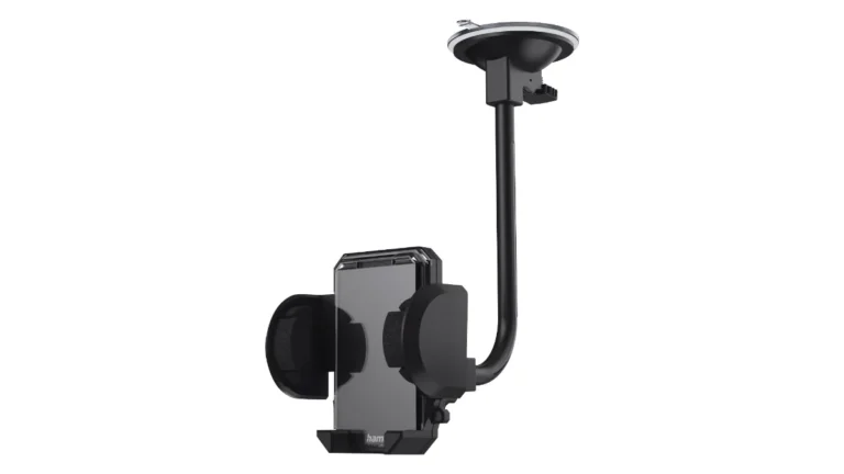 Suport auto Hama Multi 2 în 1, cu braț flexibil și ventuză, cu clemă pentru telefon