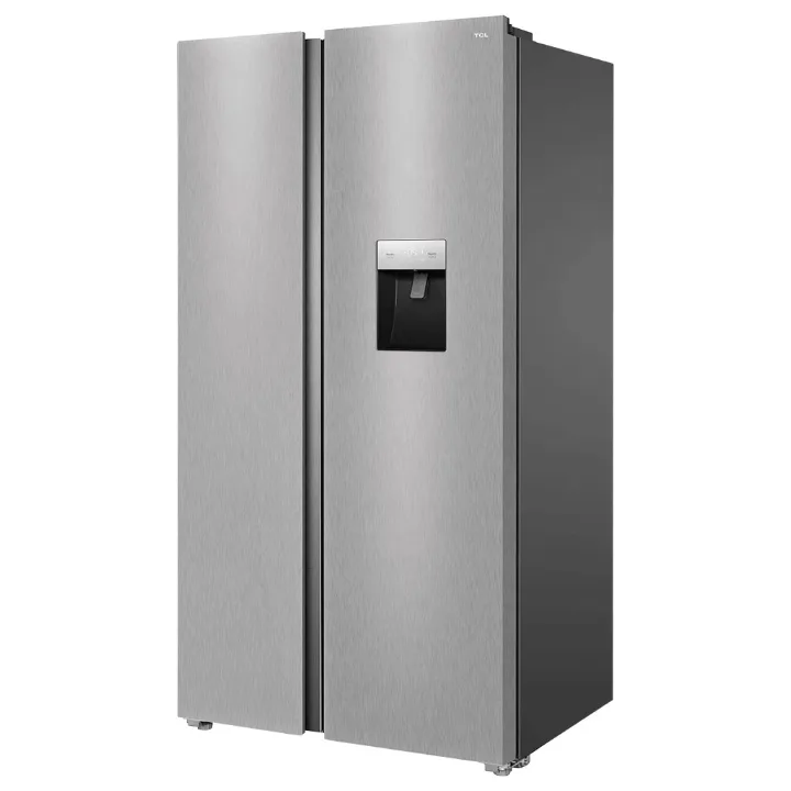 Frigider side by side TCL RP631SLE1 argintiu, cu dozator de apă pe ușă