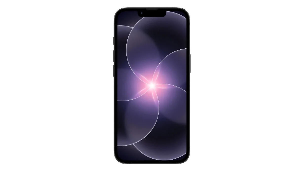 Telefon Apple iPhone 17e negru, văzut din față