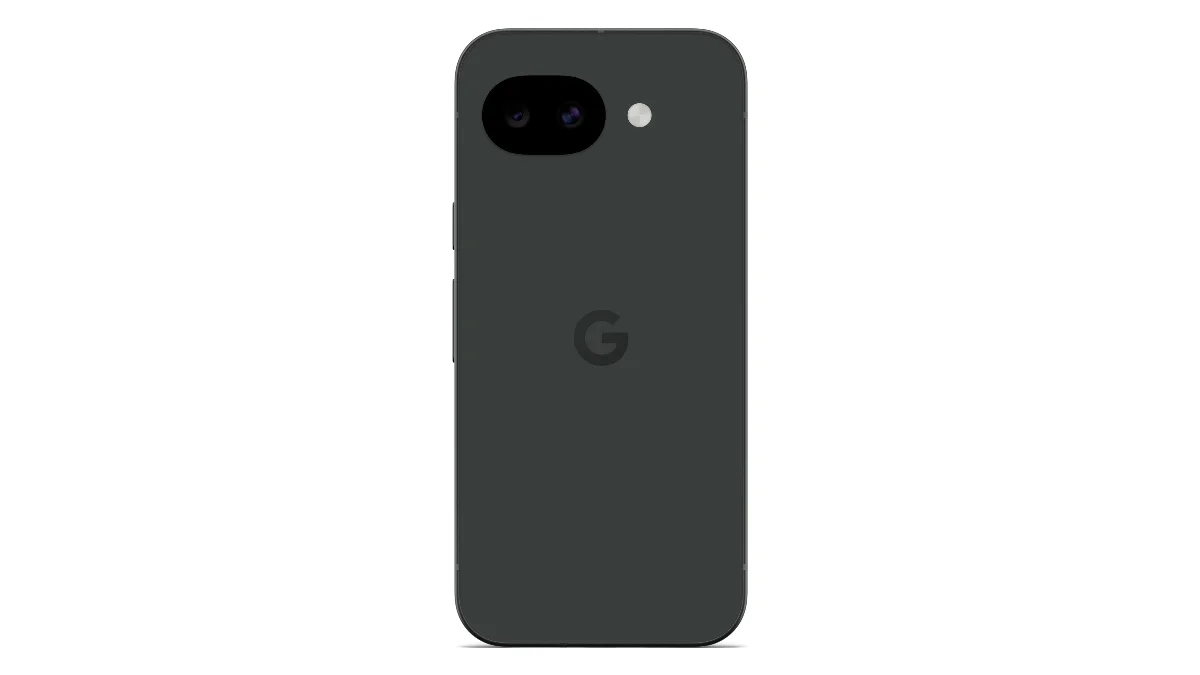 Telefon Google Pixel 10a negru, văzut din spate, cu cele două camere