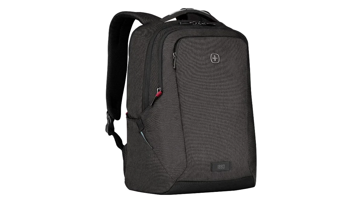 Rucsacul de laptop Wenger MX Professional de 16 inchi, gri, văzut din trei sferturi