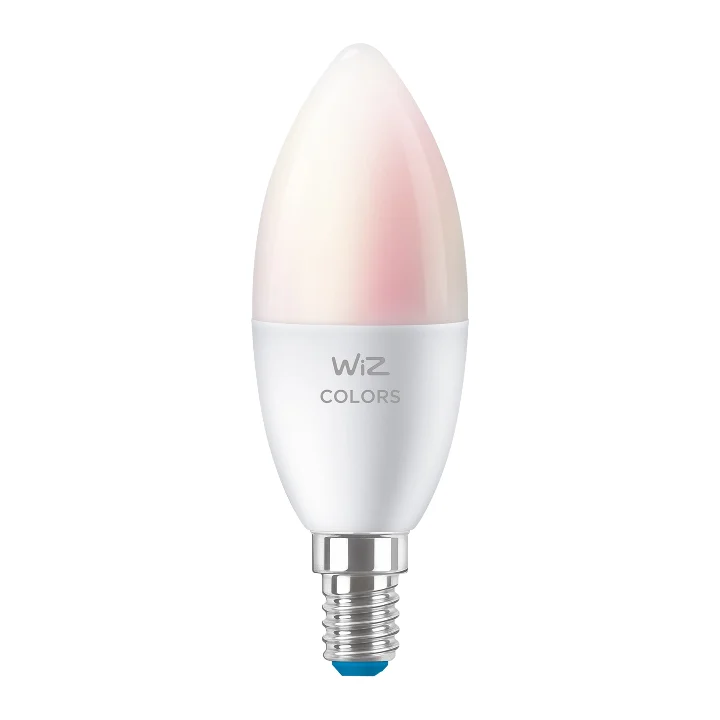 Becul smart WiZ Connected Colors în formă de lumânare, cu soclu E14
